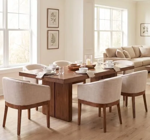 rivova dining chairs set of 6 mid century modern dining chairs linen upholstered kitchen dining room chairs curved backrest dining chair with wood legs beige